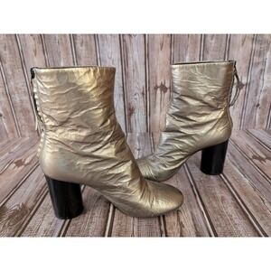 Sz 36 / 6 Isabel Marant Pewter Crinkled Leather Cap Toe Rear Zip Boots VGUC!